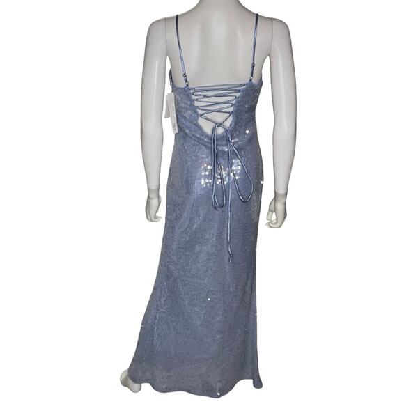 AQUA Formal Women’s Sequin Gown Blue Sz 2 NWT - Picture 6 of 10